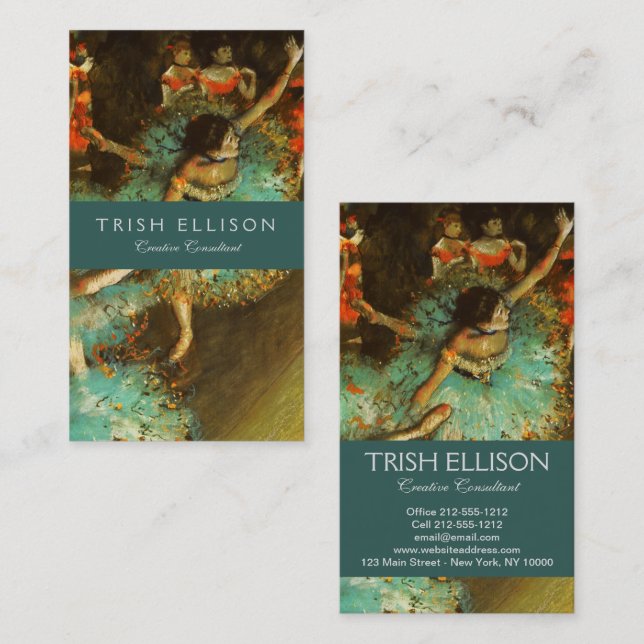 Cartão De Visita Ballerina Dance Green Dancer Edger Degas Painting (Frente/Verso)