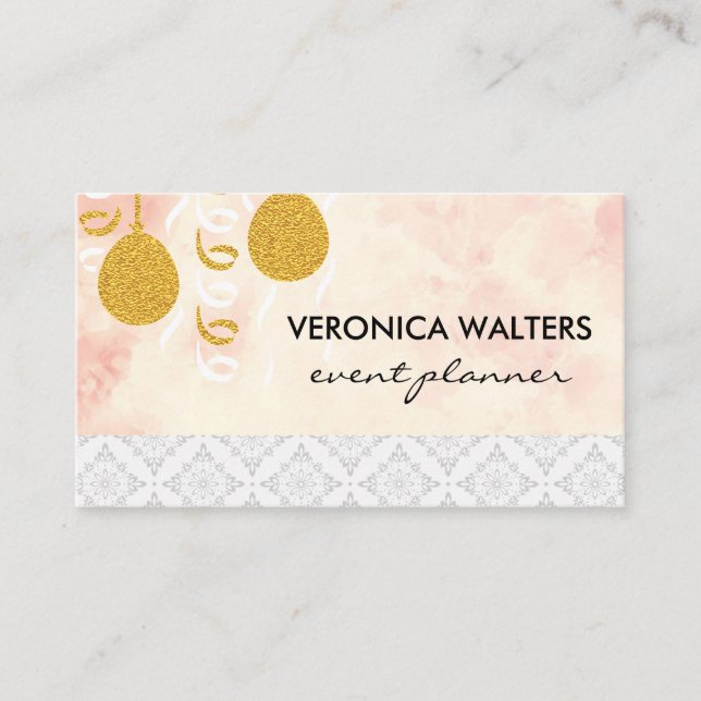 Cartão De Visita Balões de Partido / Máscaras de Mascarada / Cor da (Frente)