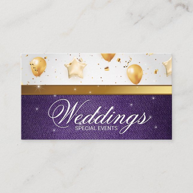 Cartão De Visita Balões Dourados | Celebrações | Catering de evento (Frente)