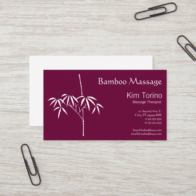 Cartão De Visita Bambu do japonês do terapeuta da massagem (Frente/Verso In Situ)