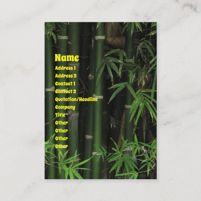 Cartão De Visita Bambu... Fao Rai, Nong Khai, Isaan, Tailândia (Frente)