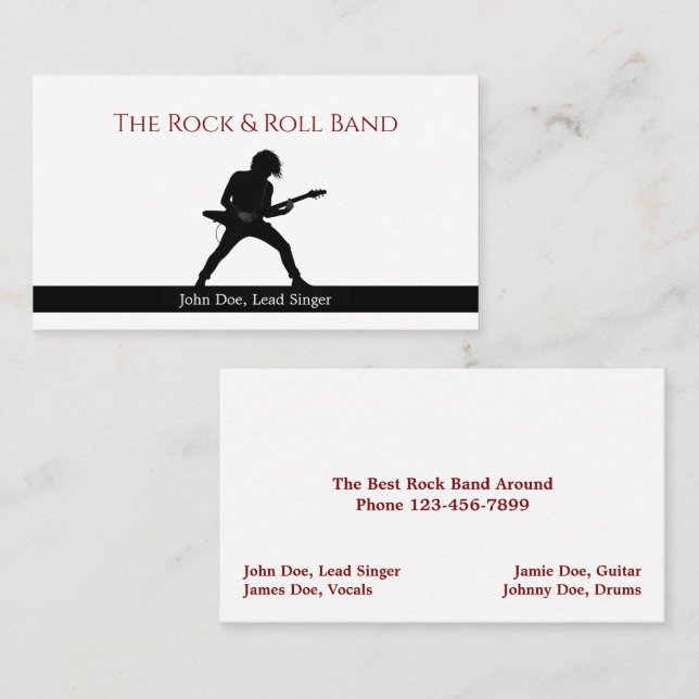 Cartão De Visita Band Musician Business Card (Frente/Verso)