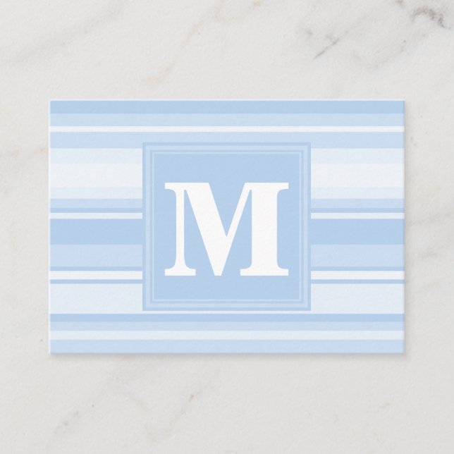 Cartão De Visita Banda azul de bebê monograma (Frente)