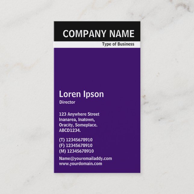 Cartão De Visita Banda de cabeçalho V - Preto com roxo escuro 30066 (Frente)