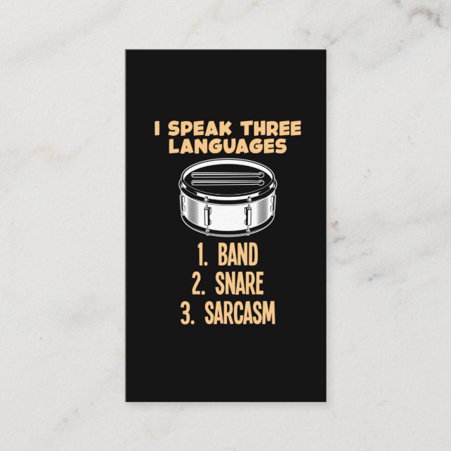 Cartão De Visita Banda de Drummer Sarcástico Humor Percussion Drumm (Frente)