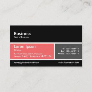 Cartão De Visita Banda dividida v2, rosa tropical e Cinzas escuras