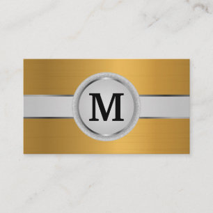 Cartão De Visita Banda do Monograma de luxo  Dourado metálico