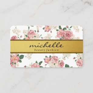 Cartão De Visita Banda Dourado do vintage elegante das flores