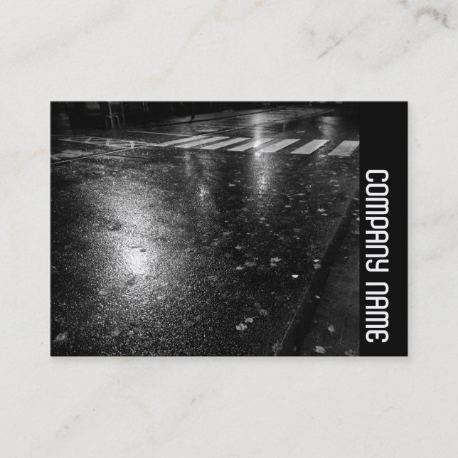 Cartão De Visita Banda lateral - Estrada de outono úmida à noite (Frente)