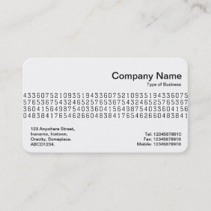 Cartão De Visita Banda Média - Números Aleatórios