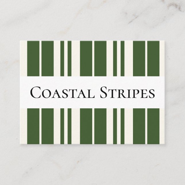 Cartão De Visita Bandas brancas verdes à beira-mar (Frente)