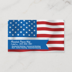 Cartão De Visita Bandeira Americana Acenando Faixa Azul Patriótica