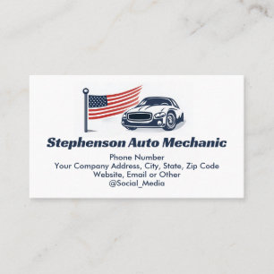 Cartão De Visita Bandeira Americana Car Patriótico Serviço Mecânico