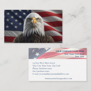 Cartão De Visita Bandeira Americana com Bald Eagle Professional
