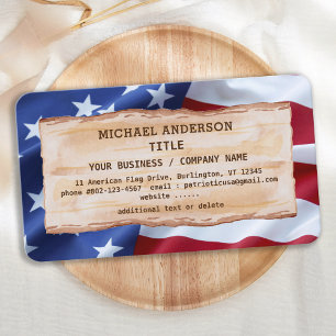 Cartão De Visita Bandeira Americana de Madeira Patriótica Russa