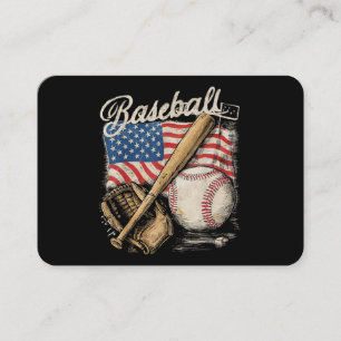 Cartão De Visita Bandeira Americana Jogador de Beisebol Bat Fan Cat