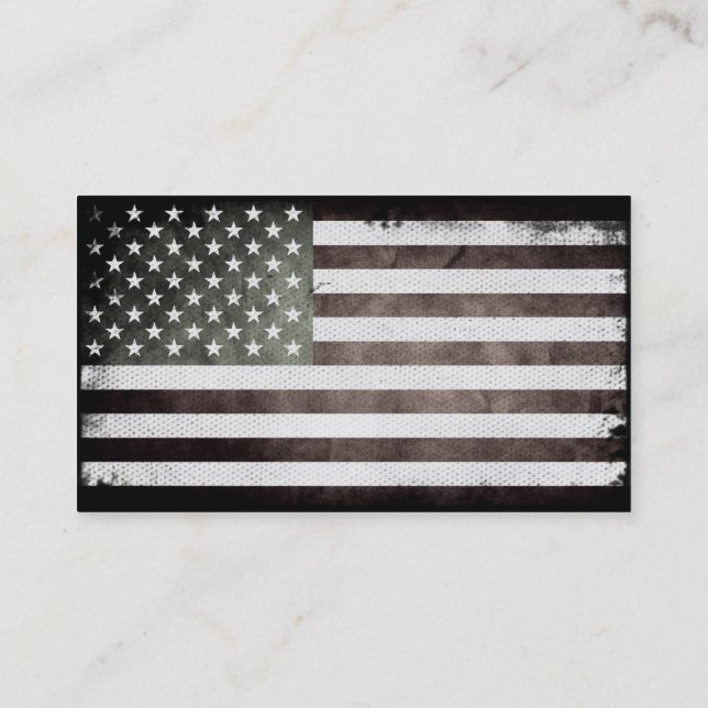 Cartão De Visita Bandeira americana preto e branco (Verso)