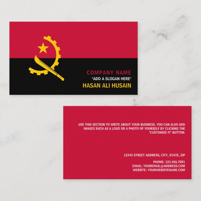 Cartão De Visita Bandeira Angolana, Bandeira de Angola (Frente/Verso)
