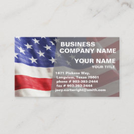 Cartão De Visita Bandeira Azul Branco Patriótico Profissional - EUA