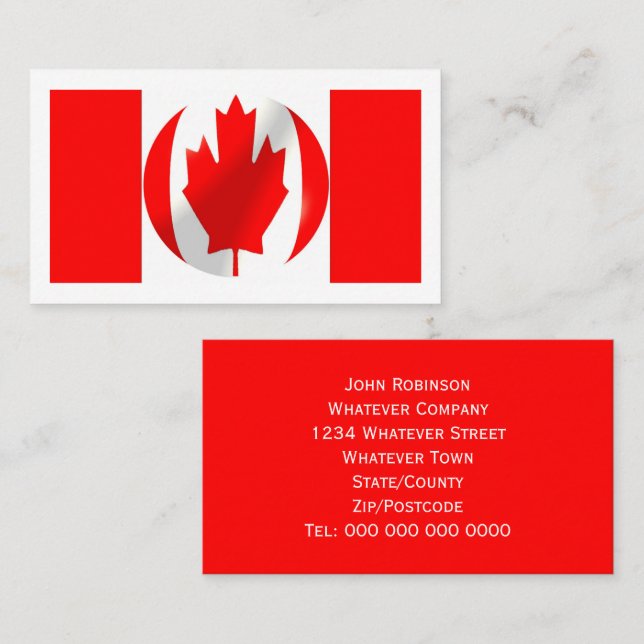 Cartão De Visita Bandeira Canadense (Frente/Verso)