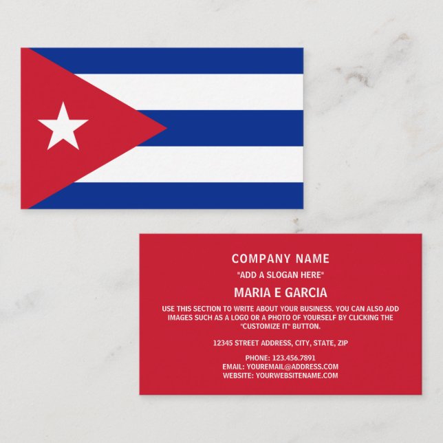 Cartão De Visita Bandeira cubana, Bandeira de Cuba (Frente/Verso)