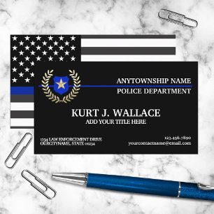 Cartão De Visita Bandeira da Polícia Thin Blue Line Personalizada