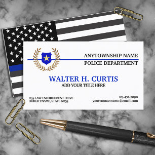 Cartão De Visita Bandeira da Polícia Thin Blue Line Personalizada
