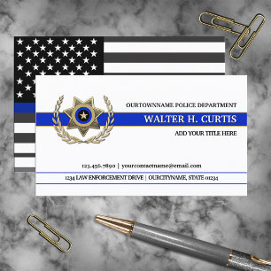 Cartão De Visita Bandeira da Polícia Thin Blue Line Personalizada