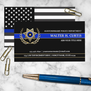 Cartão De Visita Bandeira da Polícia Thin Blue Line Personalizada
