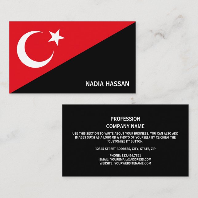 Cartão De Visita Bandeira da Turquia Design, Bandeira da Turquia (Frente/Verso)