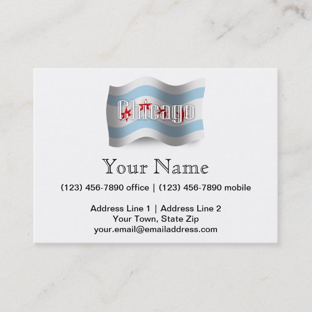 Cartão De Visita Bandeira de ondulação de Chicago (Frente)