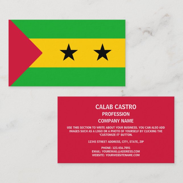 Cartão De Visita Bandeira de São Tomé e Príncipe (Frente/Verso)