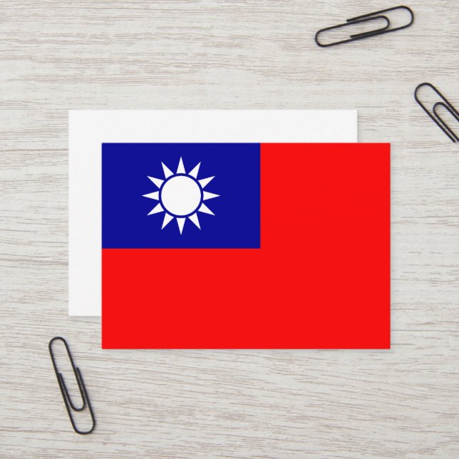 Cartão De Visita Bandeira de Taiwan: República da China, Taipé Chin (Frente/Verso In Situ)