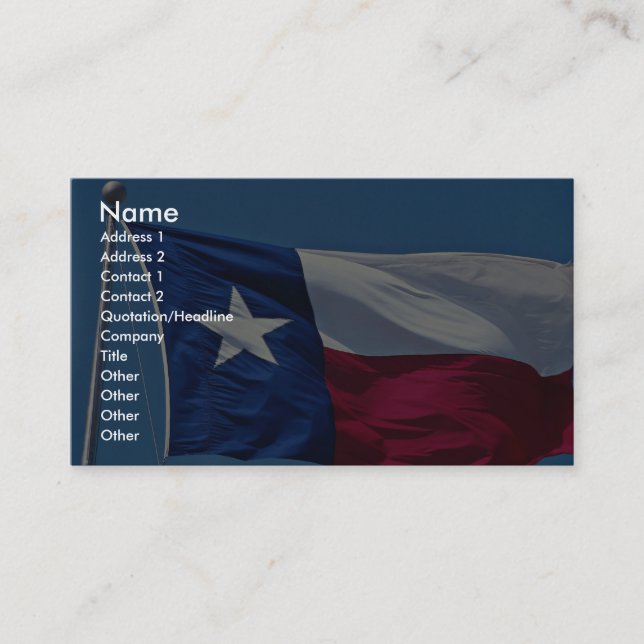 Cartão De Visita Bandeira de Texas (Frente)