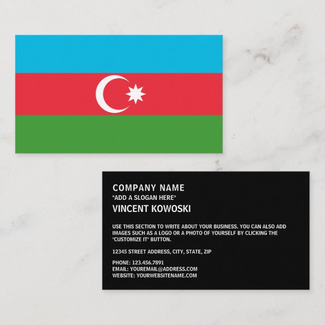 Cartão De Visita Bandeira do Azerbaijão, Bandeira do Azerbaijão (Frente/Verso)