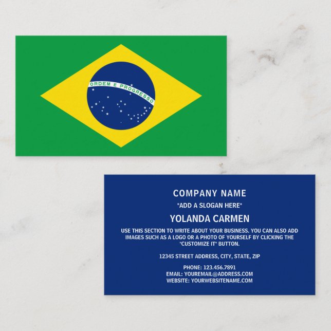 Cartão De Visita Bandeira do Brasil (Frente/Verso)