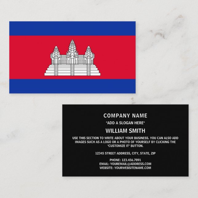 Cartão De Visita Bandeira do Camboja: Bandeira do Camboja (Frente/Verso)
