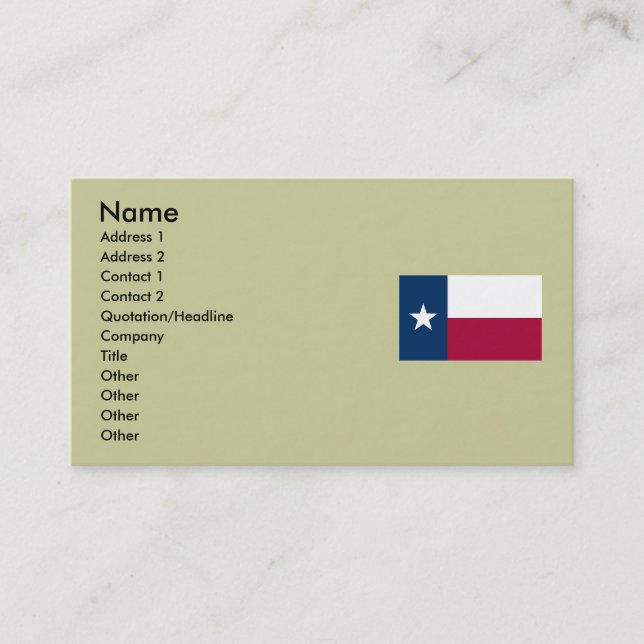 Cartão De Visita Bandeira do estado de Texas (Frente)