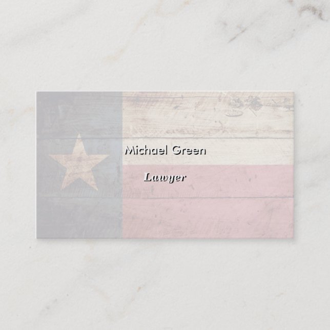 Cartão De Visita Bandeira do estado de Texas na grão de madeira (Frente)