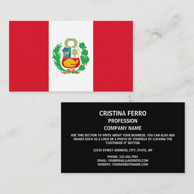 Cartão De Visita Bandeira do Peru (Frente/Verso)
