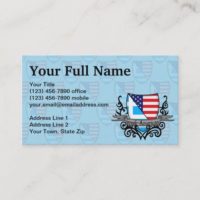 Cartão De Visita Bandeira Grego-Americana do protetor (Frente)