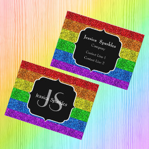 Cartão De Visita Bandeira LGBT vibrante arco-íris brilho brilhar Mo