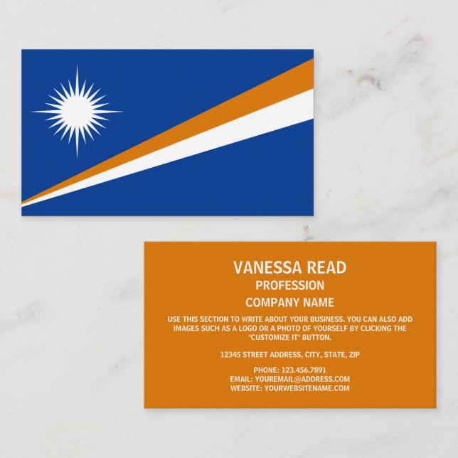 Cartão De Visita Bandeira Marshallese, Bandeira das Ilhas Marshall (Frente/Verso)