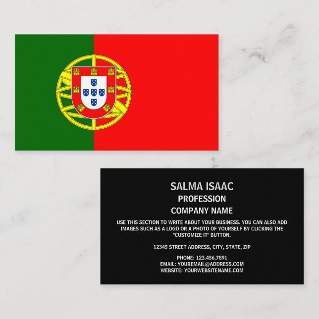 Cartão De Visita Bandeira Portuguesa, Bandeira de Portugal (Frente/Verso)