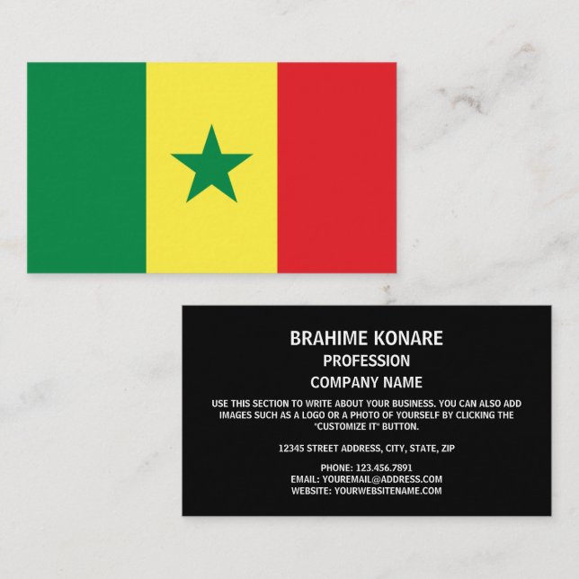 Cartão De Visita Bandeira senegalesa, Bandeira do Senegal (Frente/Verso)