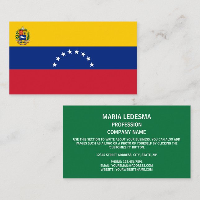 Cartão De Visita Bandeira venezuelana, bandeira da Venezuela (Frente/Verso)