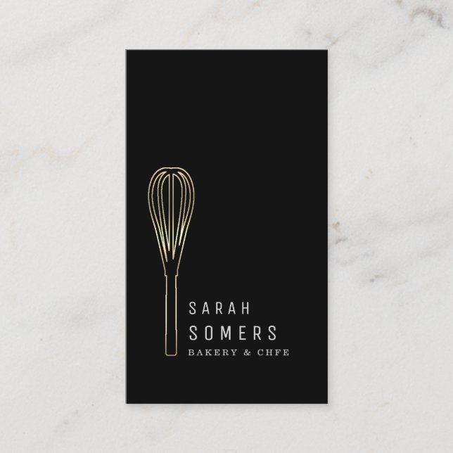 Cartão De Visita Bandeja de Whisk Moderna Dourada (Frente)