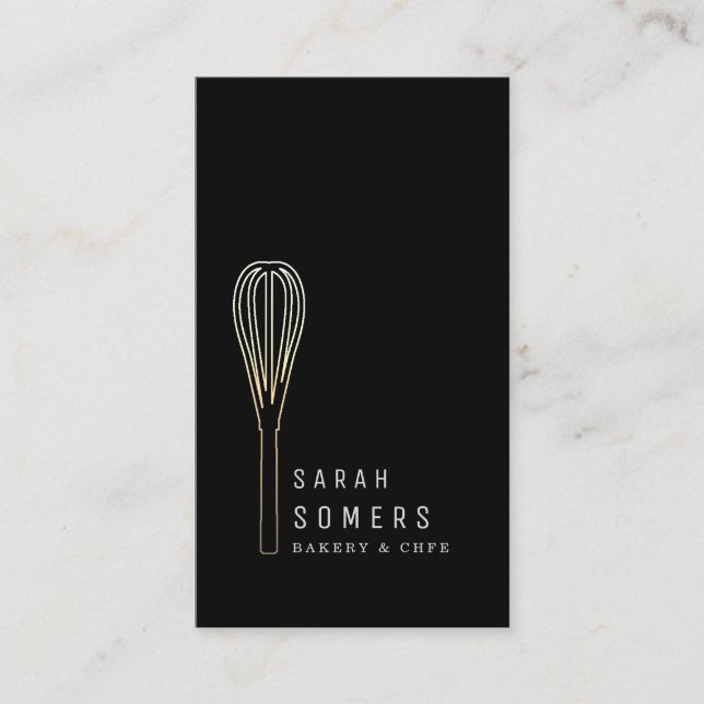 Cartão De Visita Bandeja de Whisk Moderna Dourada (Frente)