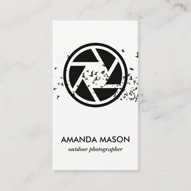 Cartão De Visita Bando de Aves | Lentes da câmera (Frente)