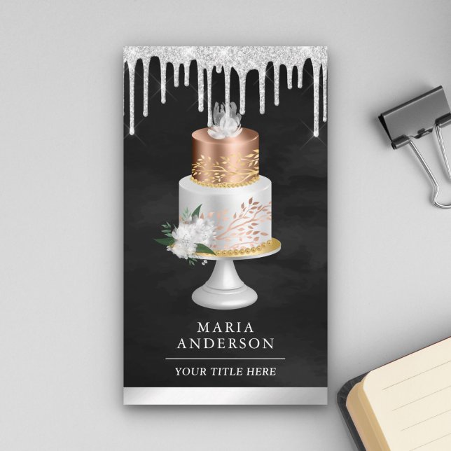 Cartão De Visita Banheiro de pastelaria de pastelaria negra de bolo (Criador carregado)